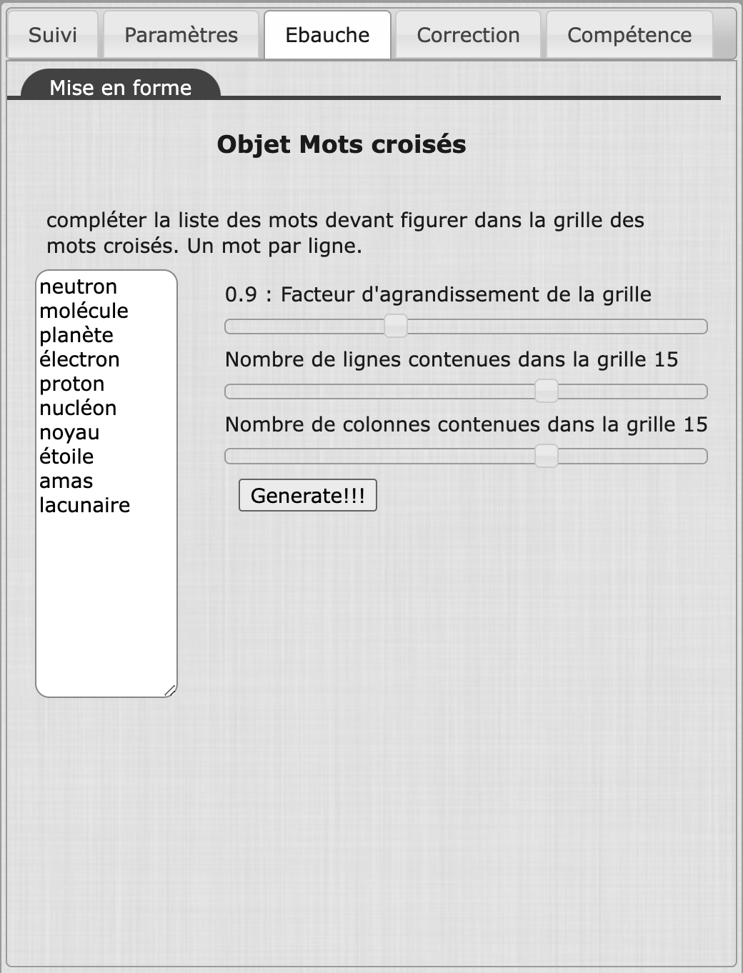 Les options supplémentaires lorsque la liste est modifiée