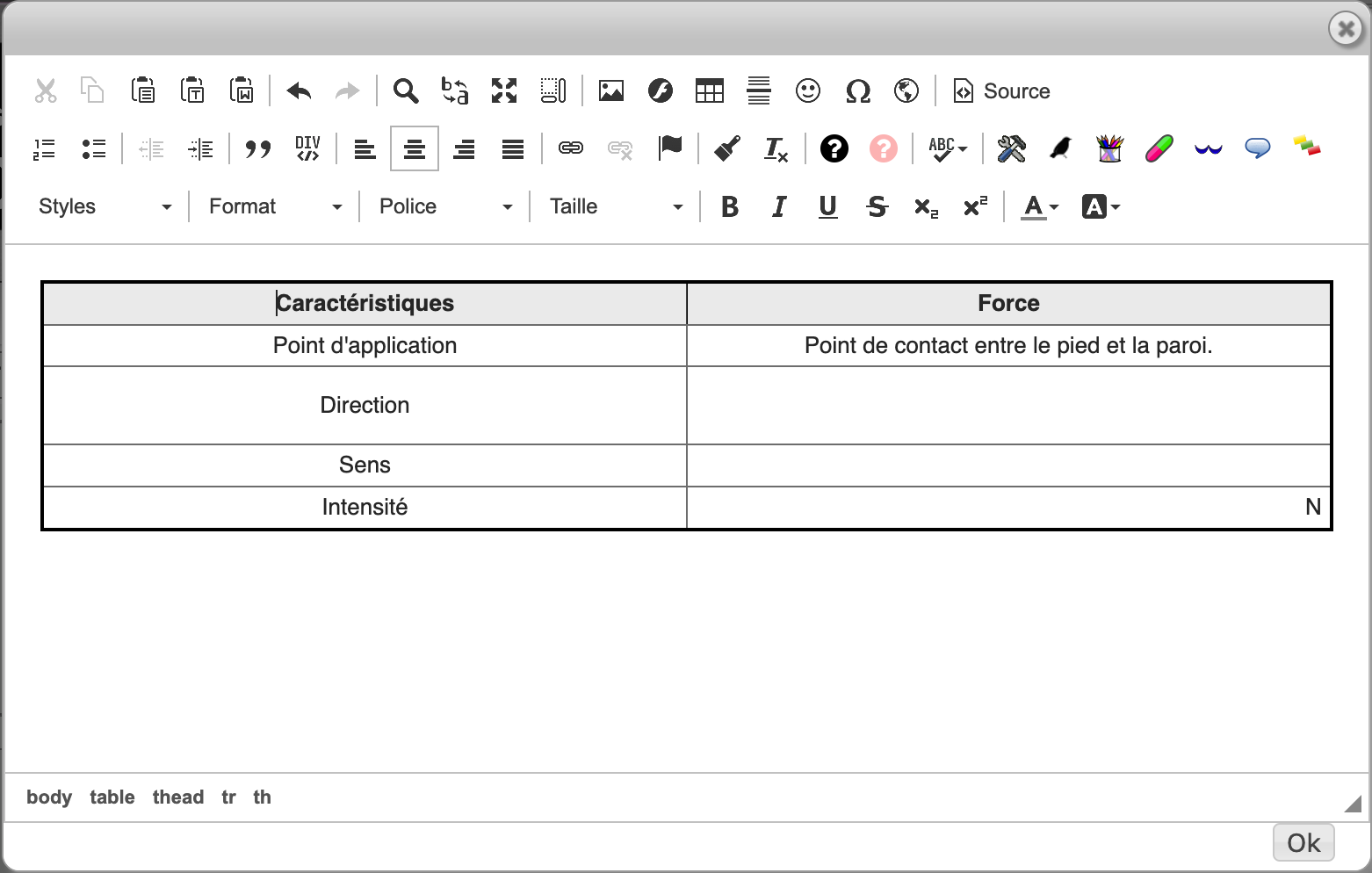 Fenêtre de saisie du texte de l'exemple1 ci-dessous