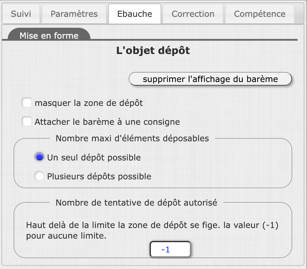 Les options de l'objet `Drop`