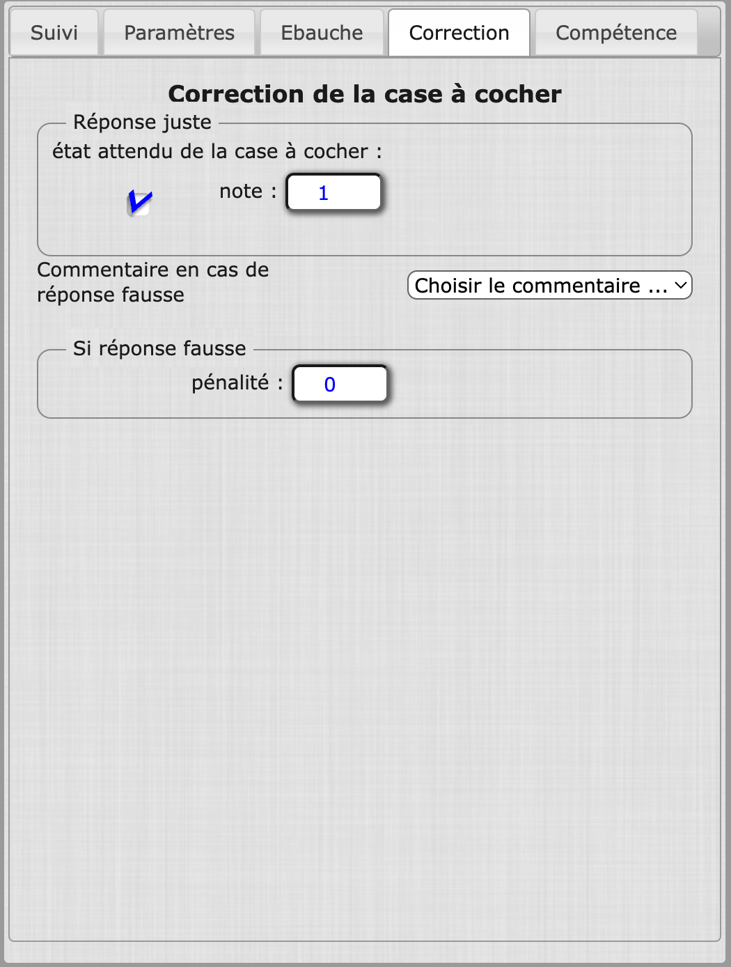 Correction pour un critère qui apport 1 point