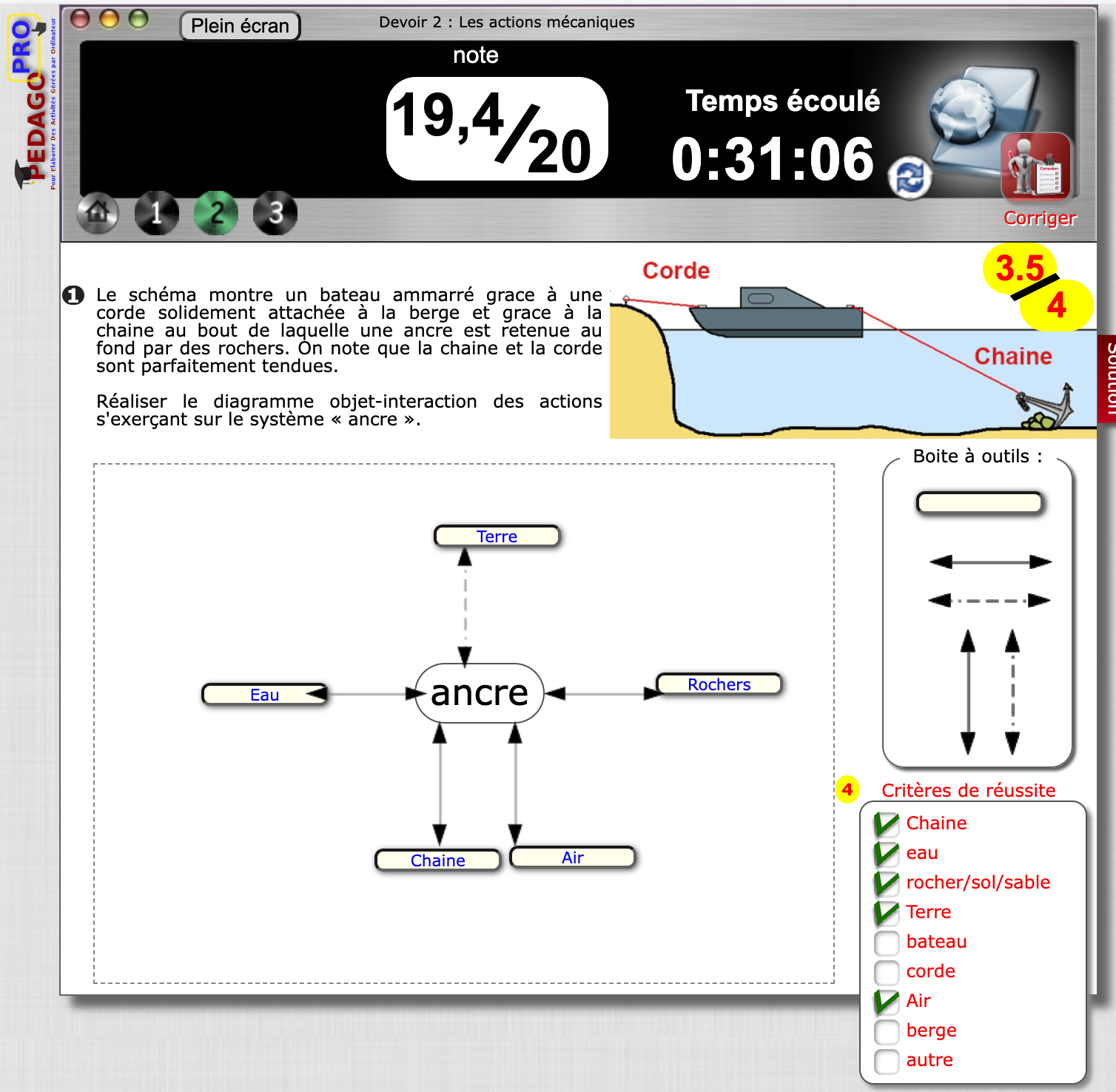 Exemple de l'utilisation d'un objet Correction par critere.