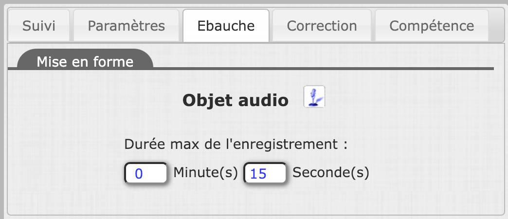 Les options de l'objet Oral