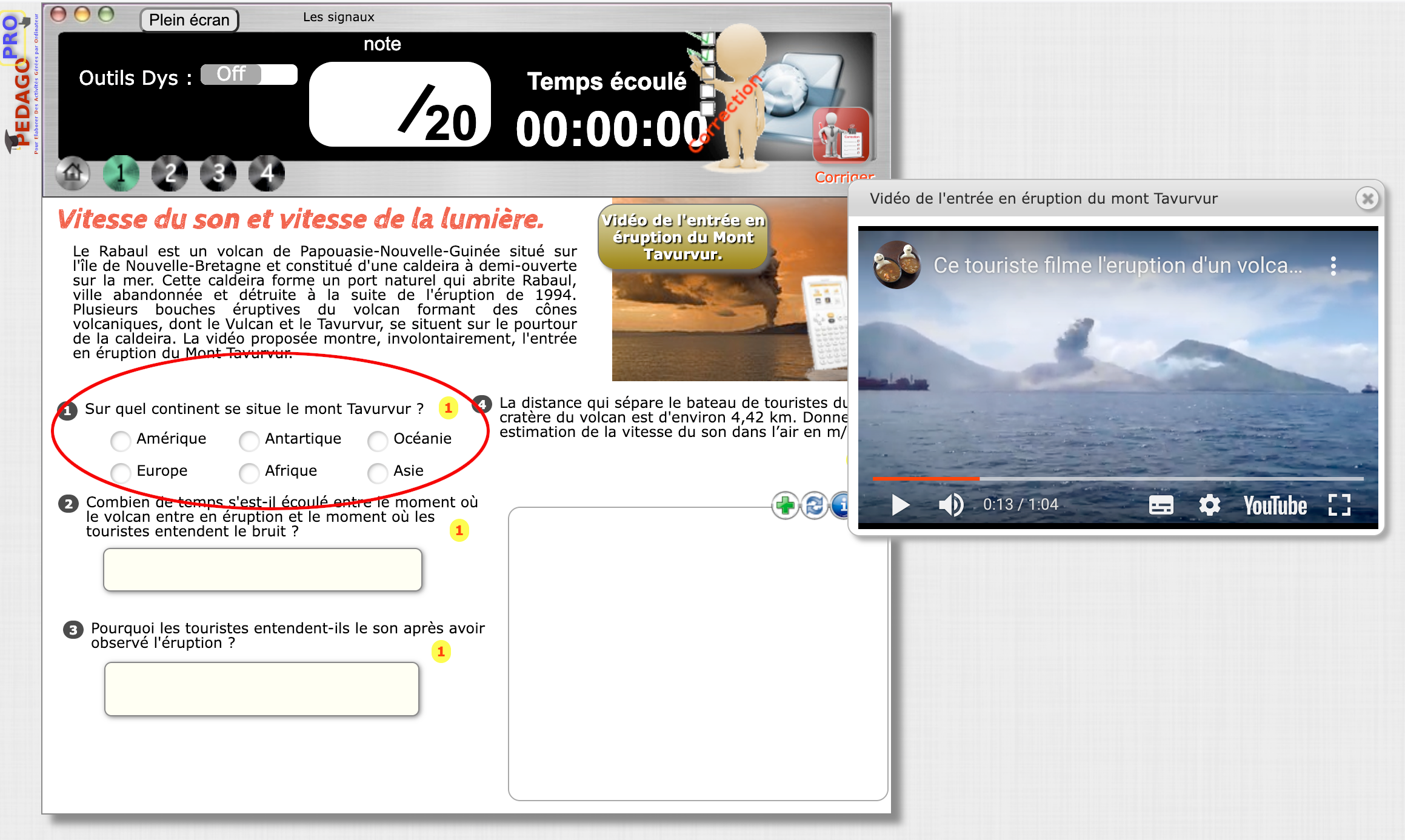 Exemple d'une question à choix unique : consigne1 - utilisation de boutons radio