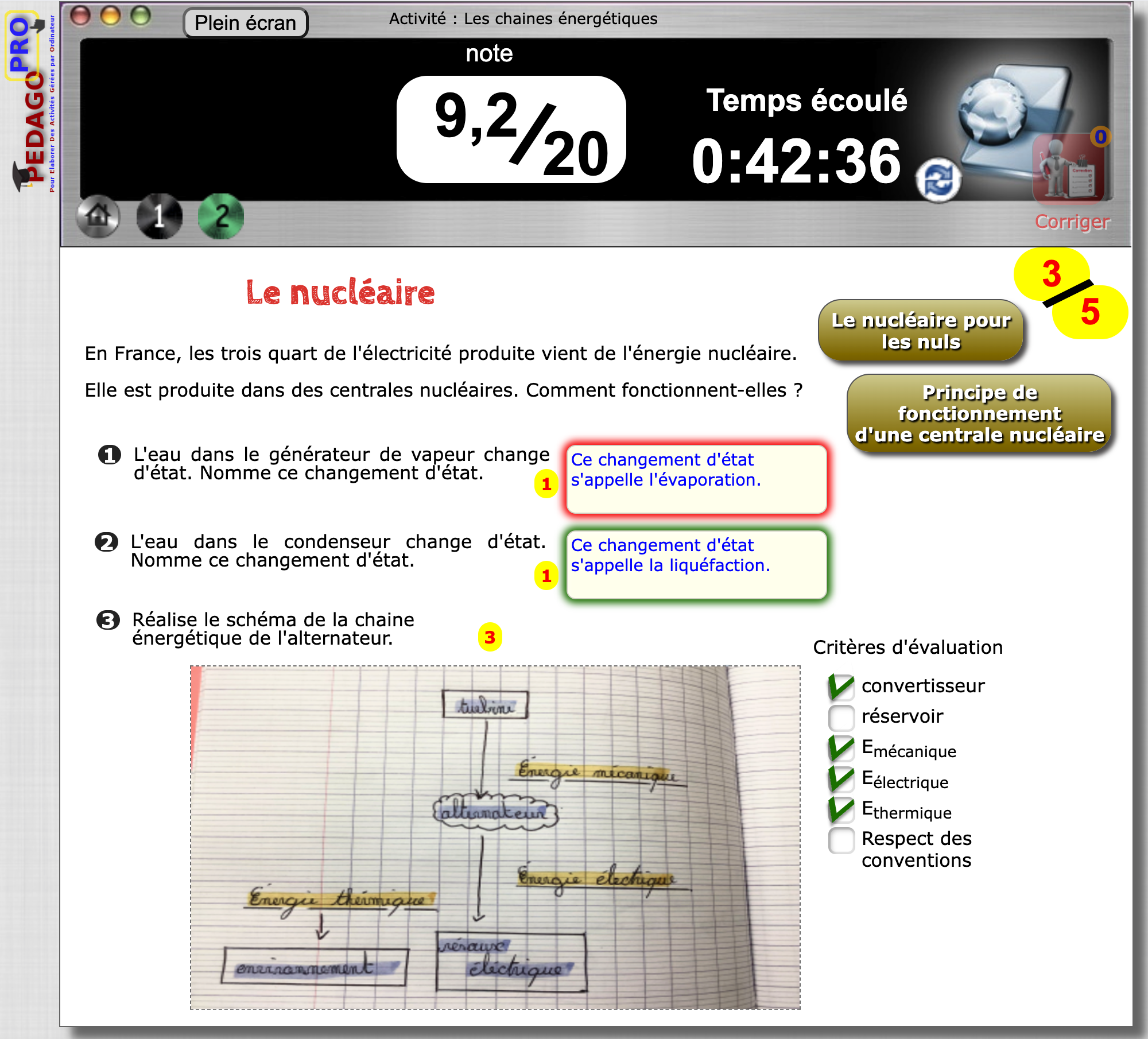 exemple d'utilisation de l'objet `Réponse par image` dans une activité réalisée par les élèves sur des iPads