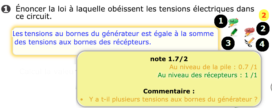Consigne et réponse de l'élève ainsi que le commentaire