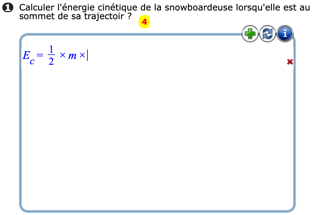 Interface lorsque l'apprenant saisit sa réponse