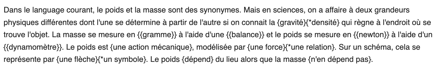 Texte saisi par l'enseignant