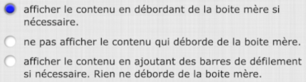 option de l'affichage du contenu
