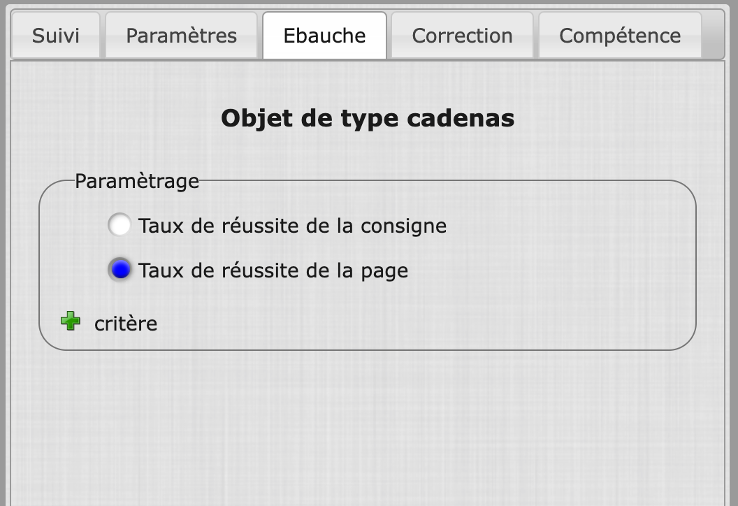 paramétrage prédéfini du cadenas